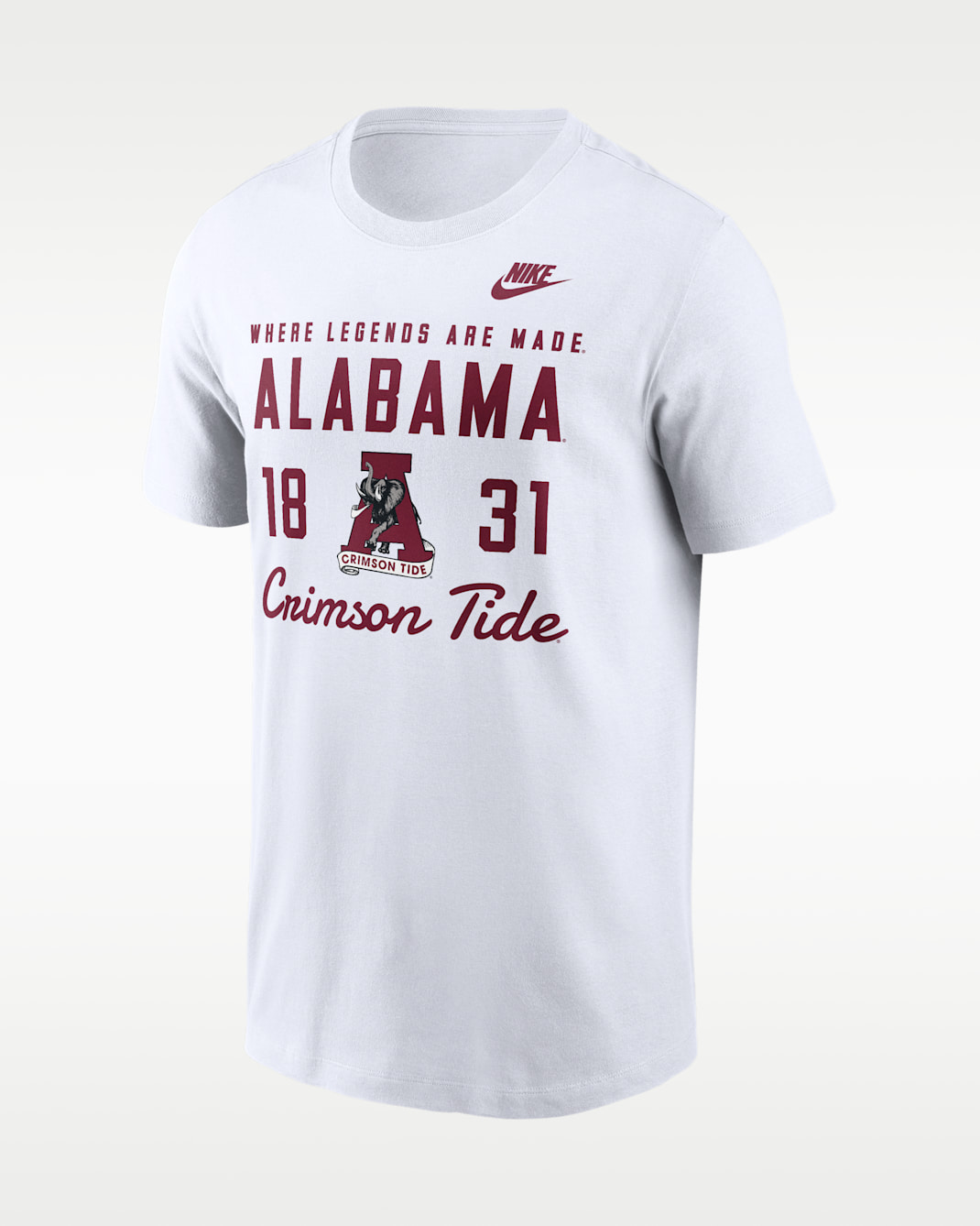 Alabama Legacy Stacked Est Men's Nike College T-Shirt - White