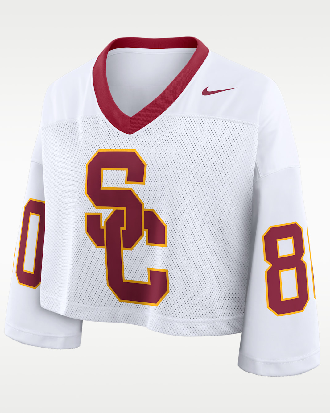 USC Logo Women's Nike Dri-FIT College Cropped Jersey - White/Team Crimson