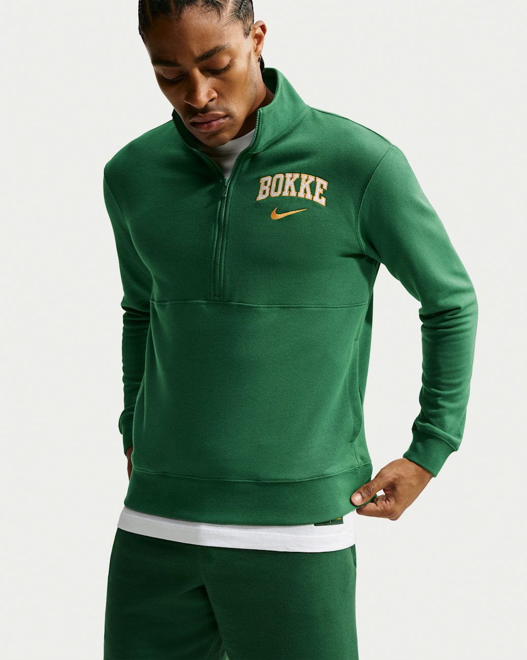 Springboks-sweater med 1/2 lynlås til mænd - Gorge Green/University Gold