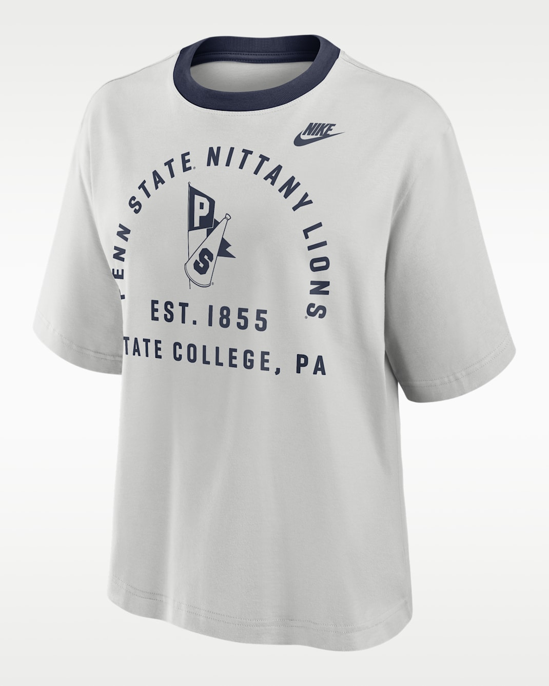 Penn State Legacy Arch Script Boxy Women's Nike College T-Shirt - Photon Dust