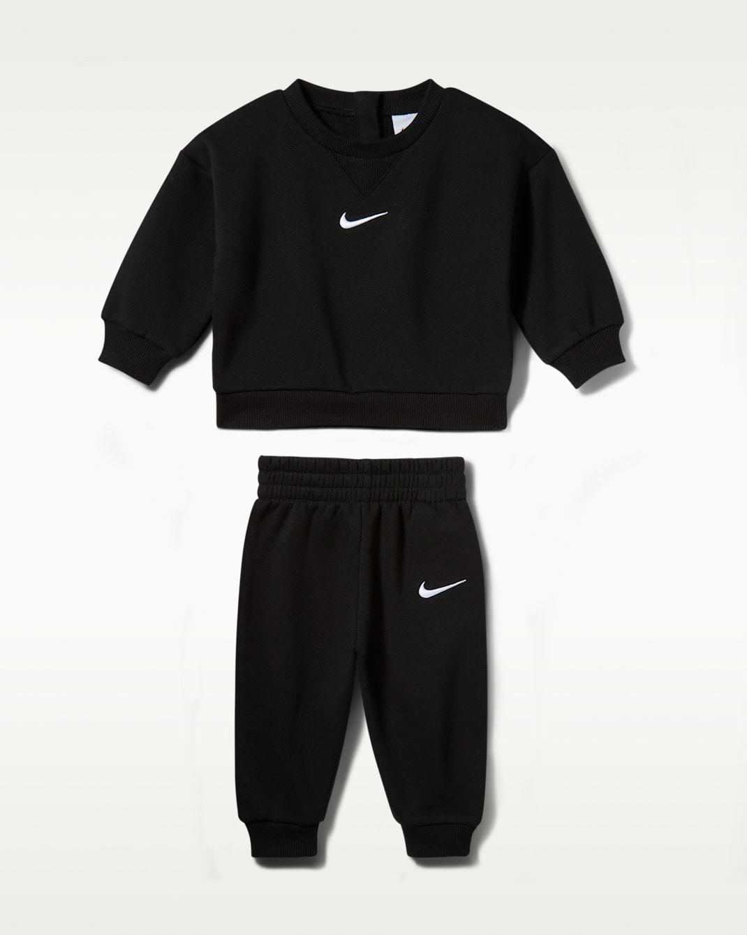 Σετ φλις δύο τεμαχίων με μπλούζα crew Nike Essential για βρέφη (0-9M) - Μαύρο