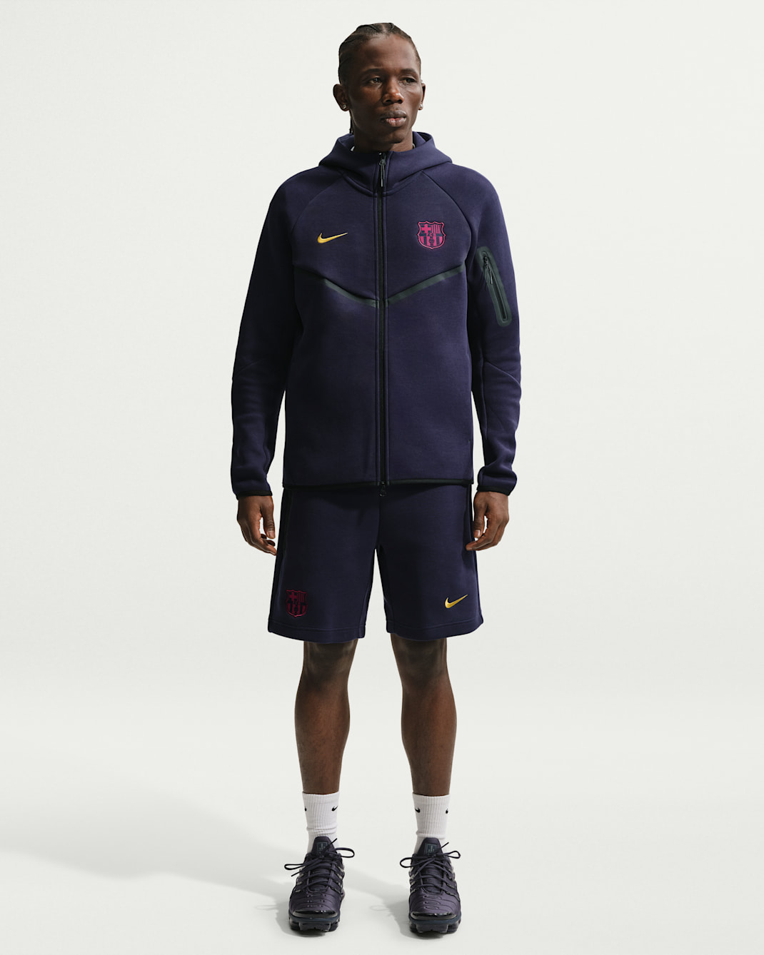 FC Barcelona Tech Fleece Nike Fußballshorts für Herren - Blackened Blue/Mineral Yellow