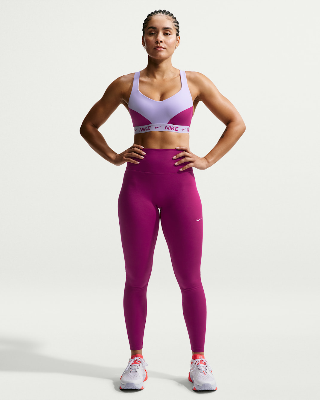 Nike One Seamless Front Women's High-Waisted Full-Length Leggings - True Berry/White