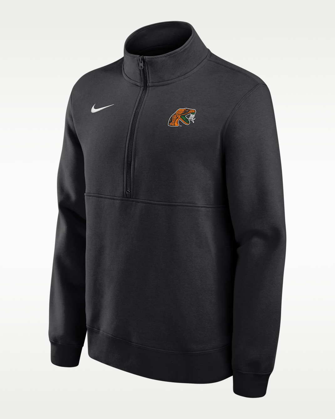 Sudadera universitaria Nike de tejido Fleece de medio cierre para hombre Florida A&M University Rattlers Club - Negro