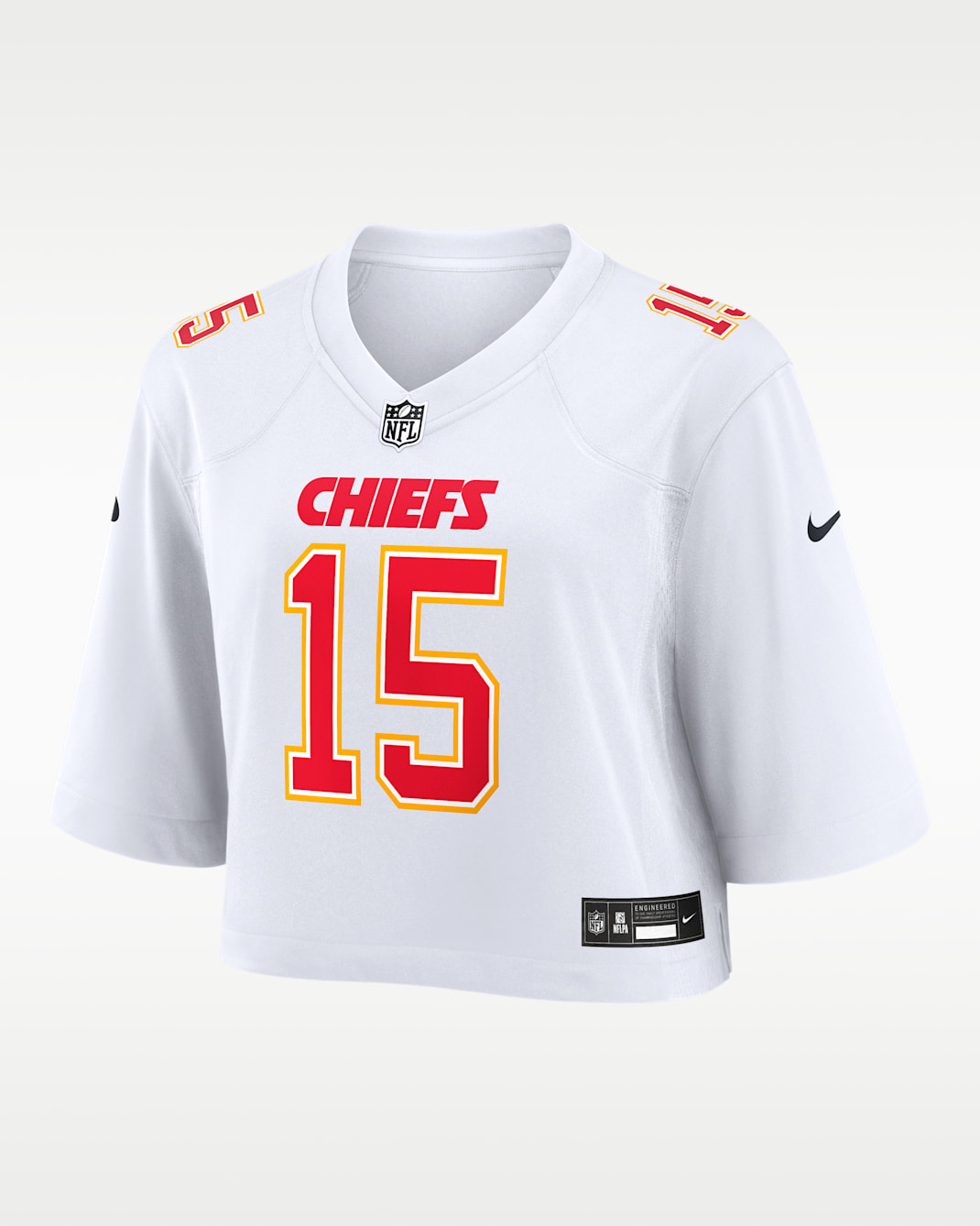 Jersey Nike de la NFL Game Tundra cropped para mujer Patrick Mahomes Kansas City Chiefs - Blanco