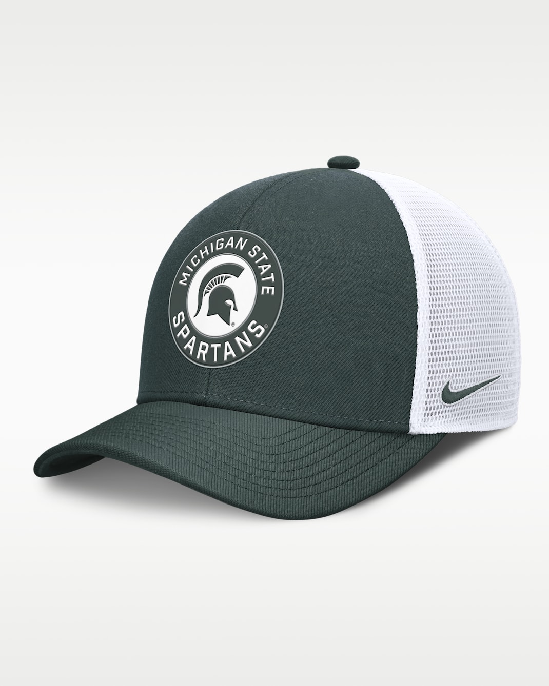 Michigan State Primetime Rise Men's Nike Dri-FIT College Trucker Adjustable Hat - Forest Green
