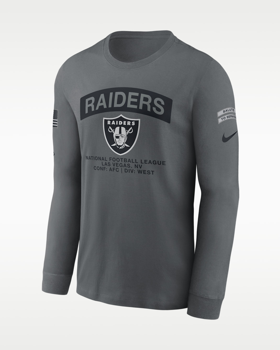 Las Vegas Raiders Salute to Service Men's Nike NFL Long-Sleeve T-Shirt - Grey