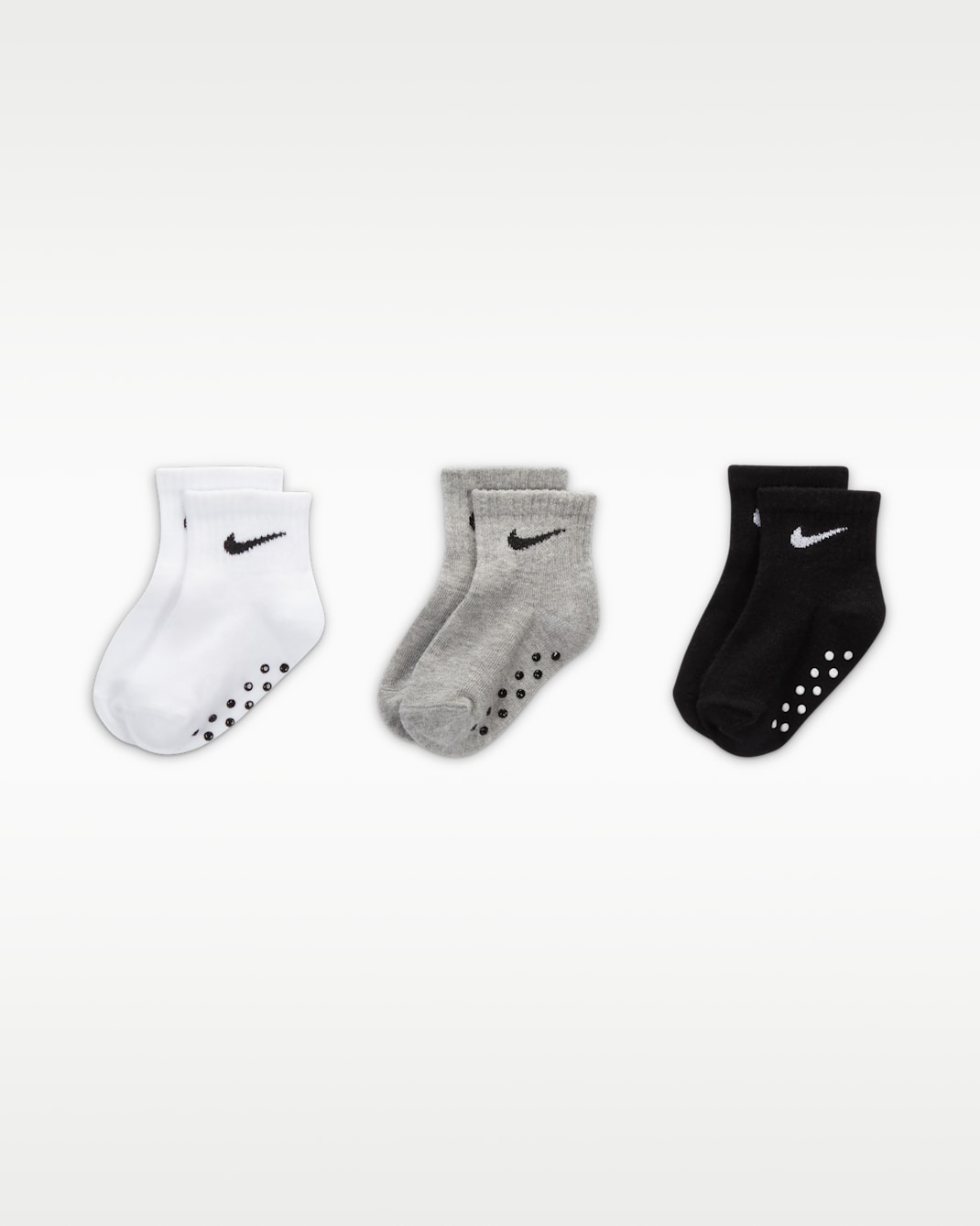 Nike Toddler Swoosh Ankle Gripper Socks (3-Pairs) - Dark Grey Heather