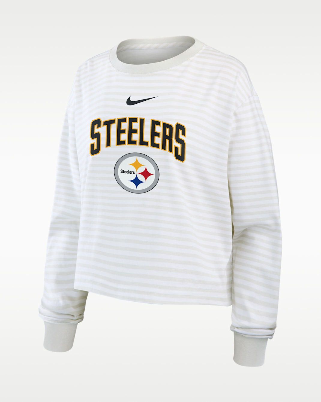 Pittsburgh Steelers Primetime Women's Nike Cropped Long-Sleeve T-Shirt - White/Grey