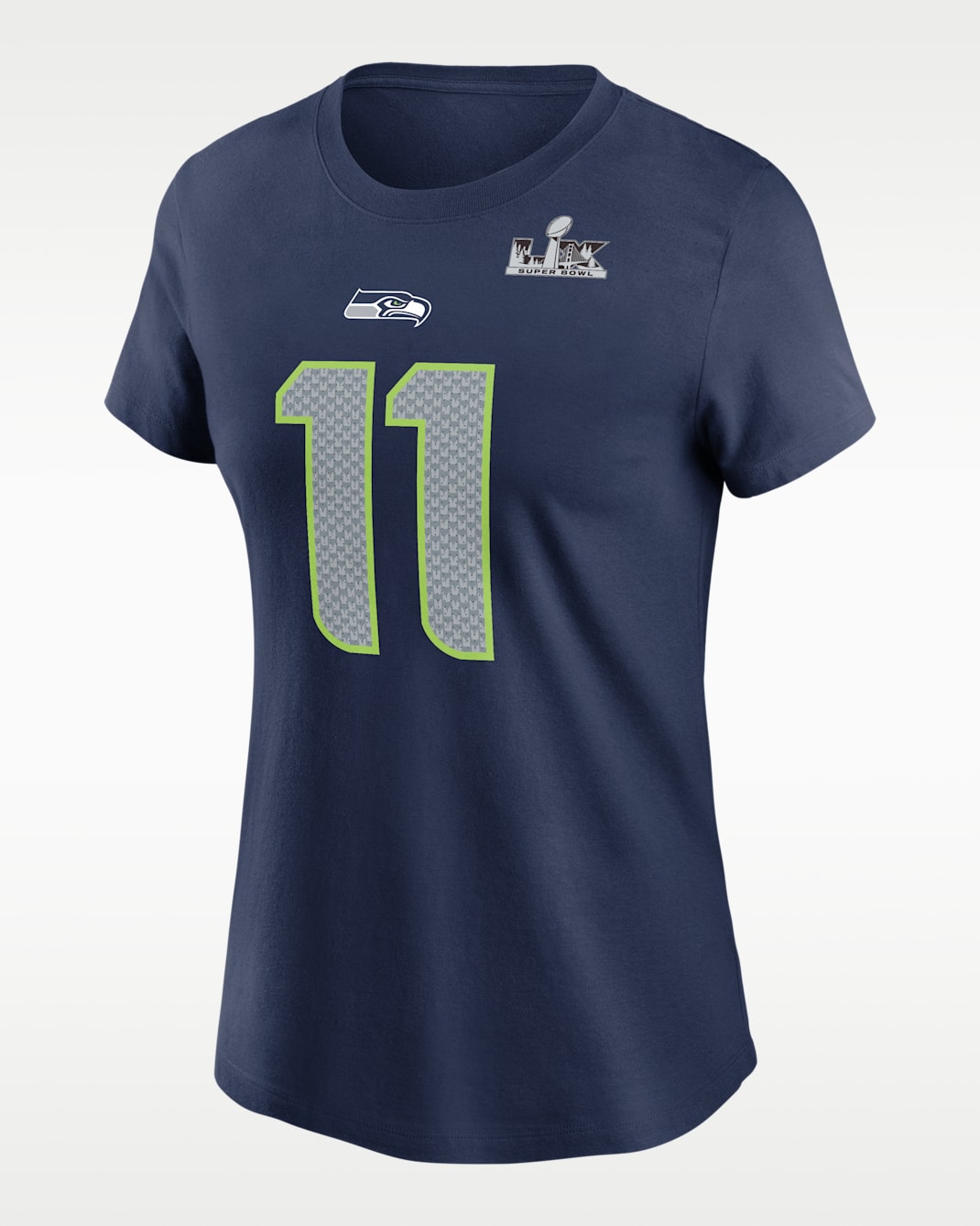 Playera Nike de la NFL para mujer Jaxon Smith-Njigba Seattle Seahawks Super Bowl LX Champions - Azul marino
