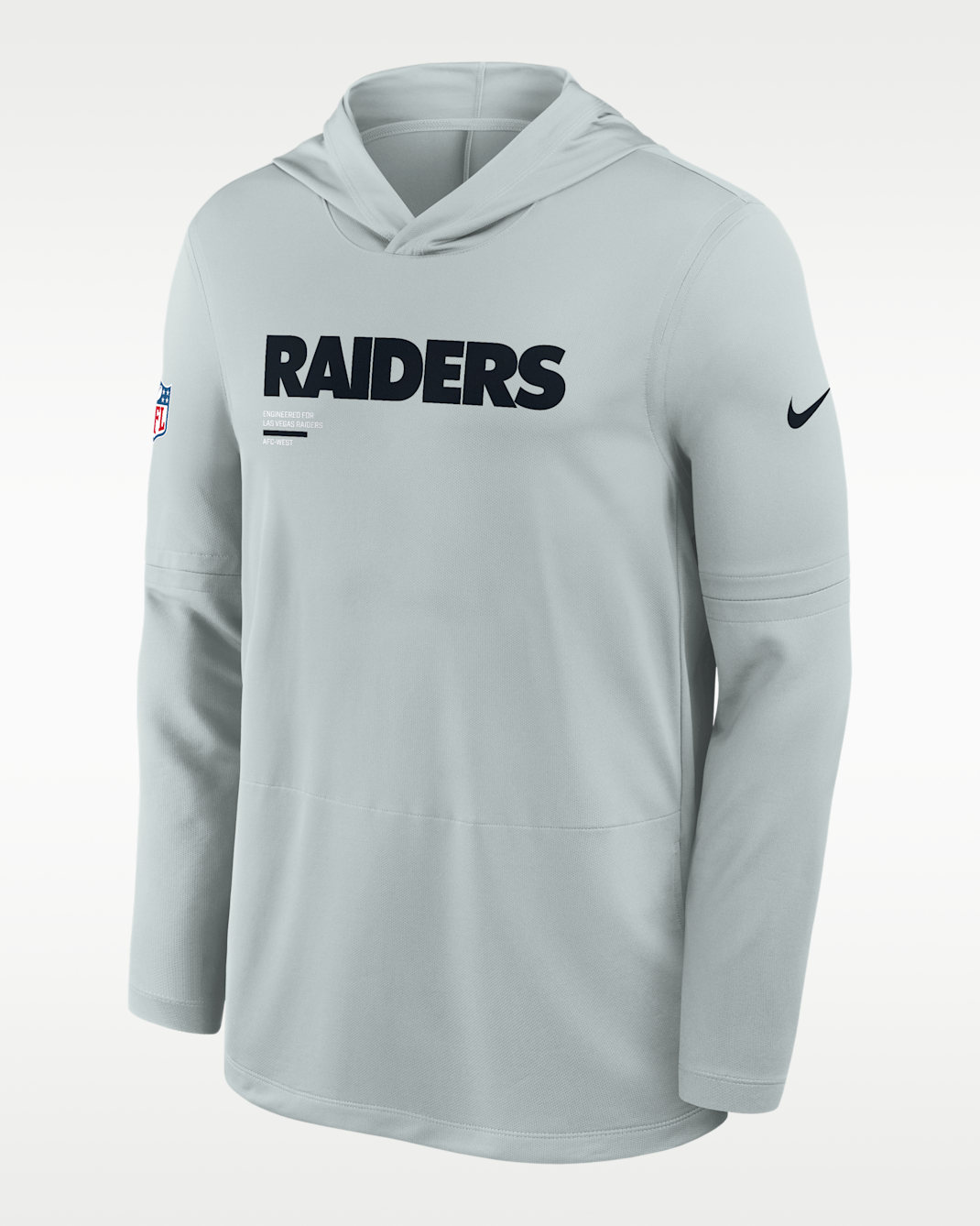 Las Vegas Raiders Pure Fury Sideline Men's Nike Dri-FIT NFL Long-Sleeve Hooded Top - Silver