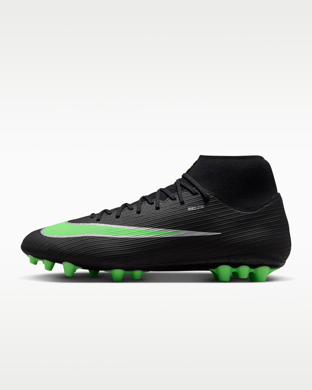 Nike Mercurial Superfly 11 Academy Artificial-Grass High-Top Soccer Cleats - Black/Black/Illusion Green