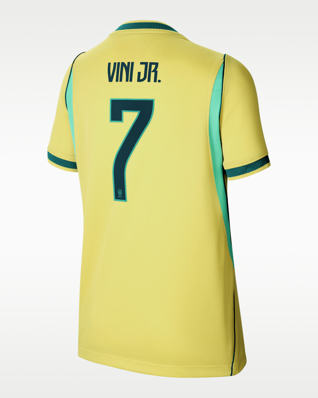 Vinícius Júnior Brazil National Team 2026 Stadium Home Big Kids' Nike Dri-FIT Soccer Jersey - Canary/Light Menta/Geode Teal