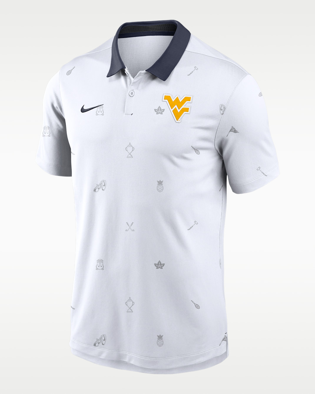 Polo universitario West Virginia Vapor Pattern para hombre con tecnología Nike Dri-FIT - Blanco