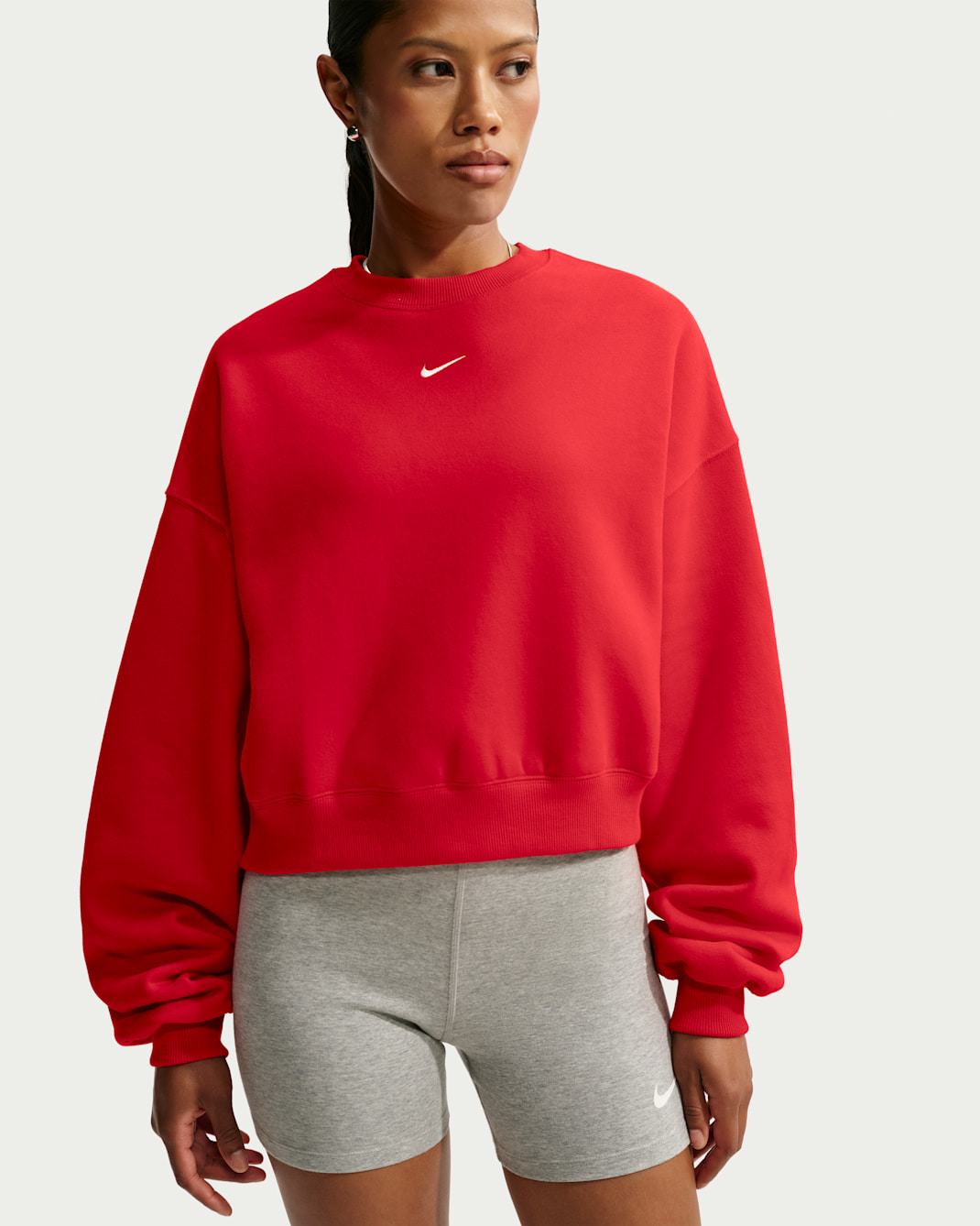 Nike Studio Fleece Medium Weight Women's Oversized Cropped Crew - University Red/Sail
