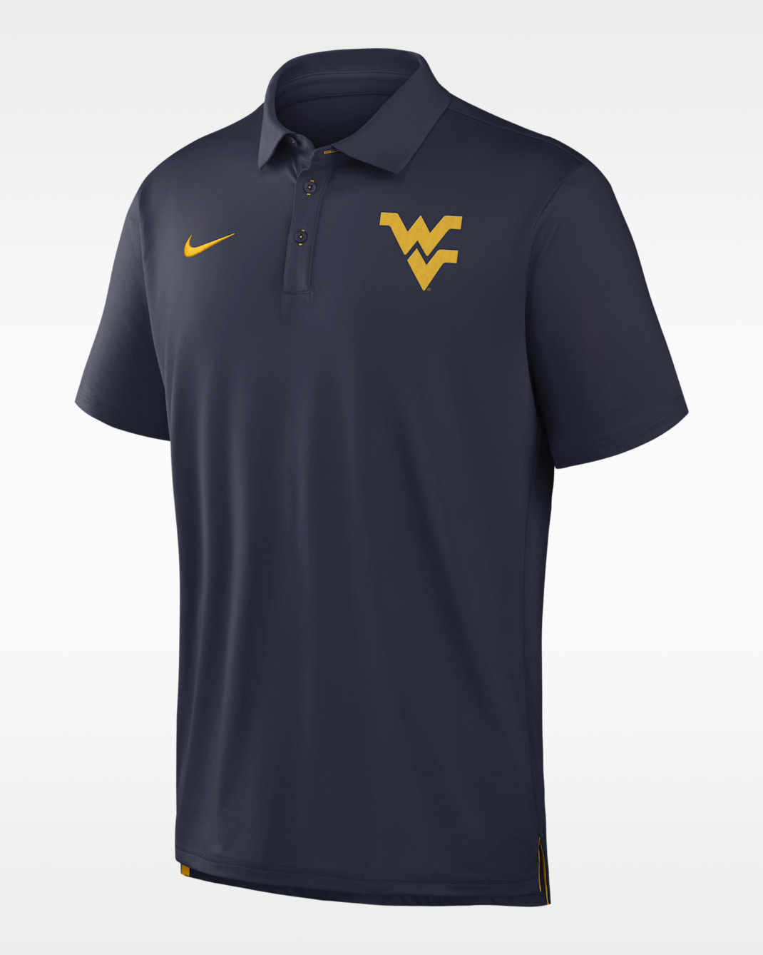 Polo universitaria Nike Dri-FIT para hombre West Virginia Tour - Azul marino universitario/Oro universitario