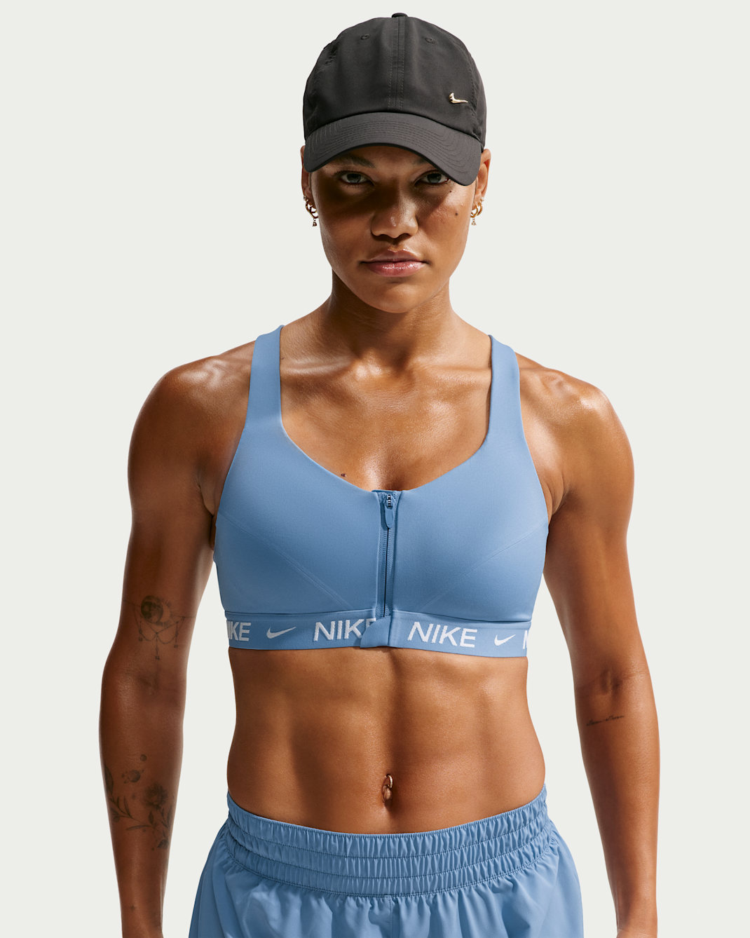 Nike Indy High Support Women's Padded Front-Zip Sports Bra - Work Blue/White