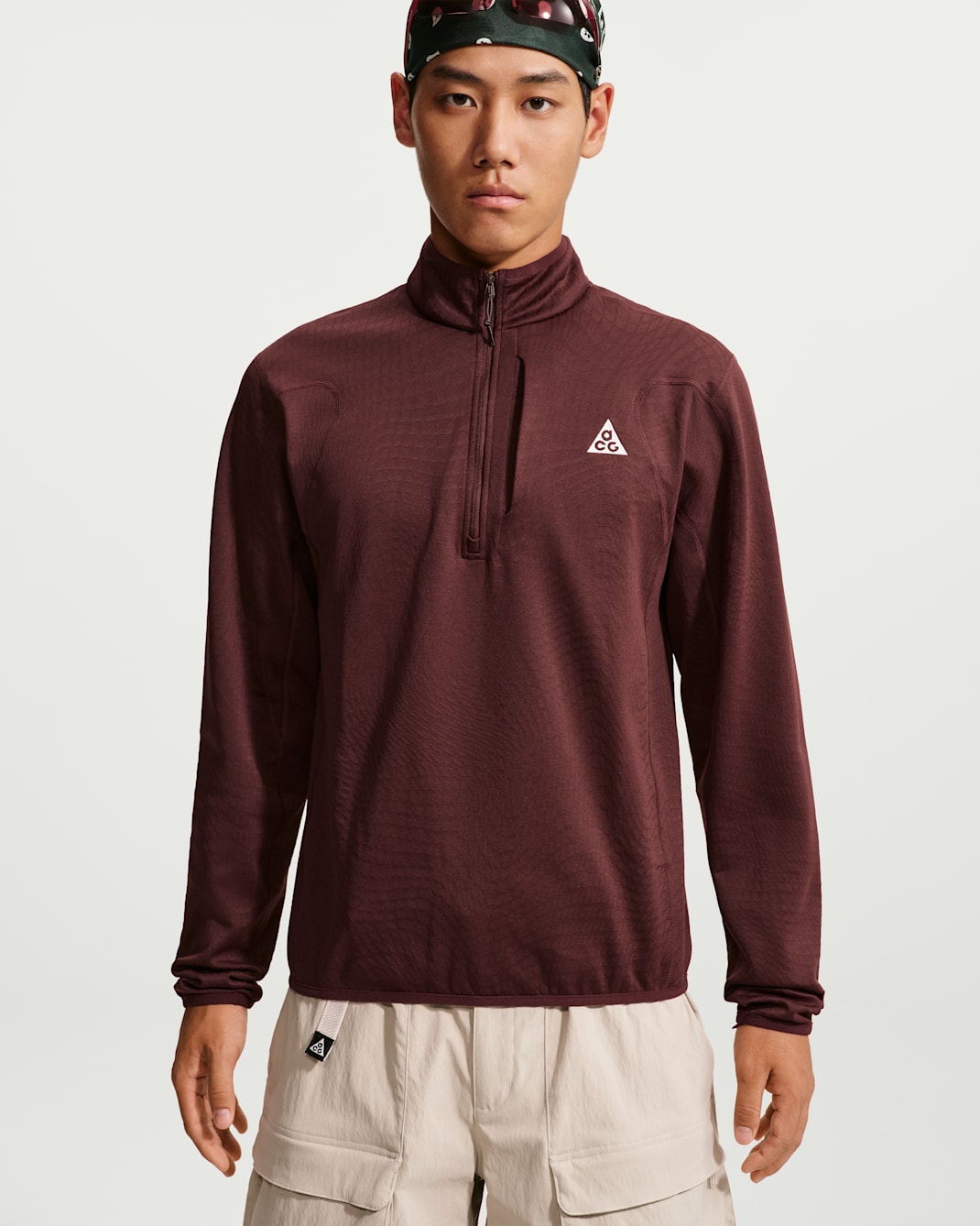 ACG Wolf Grid Men's Therma-FIT 1/2-Zip Hiking Top - Mystic Dates/Tattoo/Light British Tan/Summit White