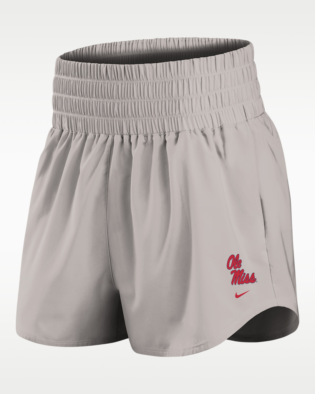 Ole Miss Primary Logo One Women's Nike Dri-FIT College Shorts - Light Iron Ore