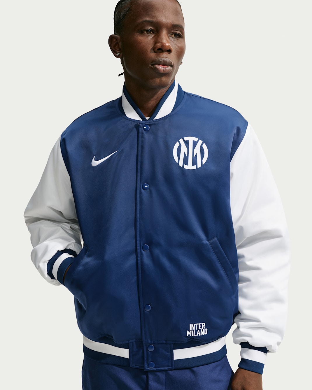 Veste de banc de touche Nike Football Inter Milan Authentics Extérieur pour homme - Blue Void/Blanc/Blanc