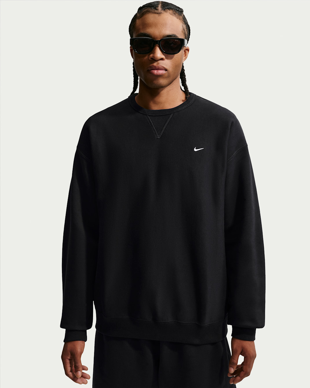 Nike Solo Swoosh Men's Fleece Crew - Black/White