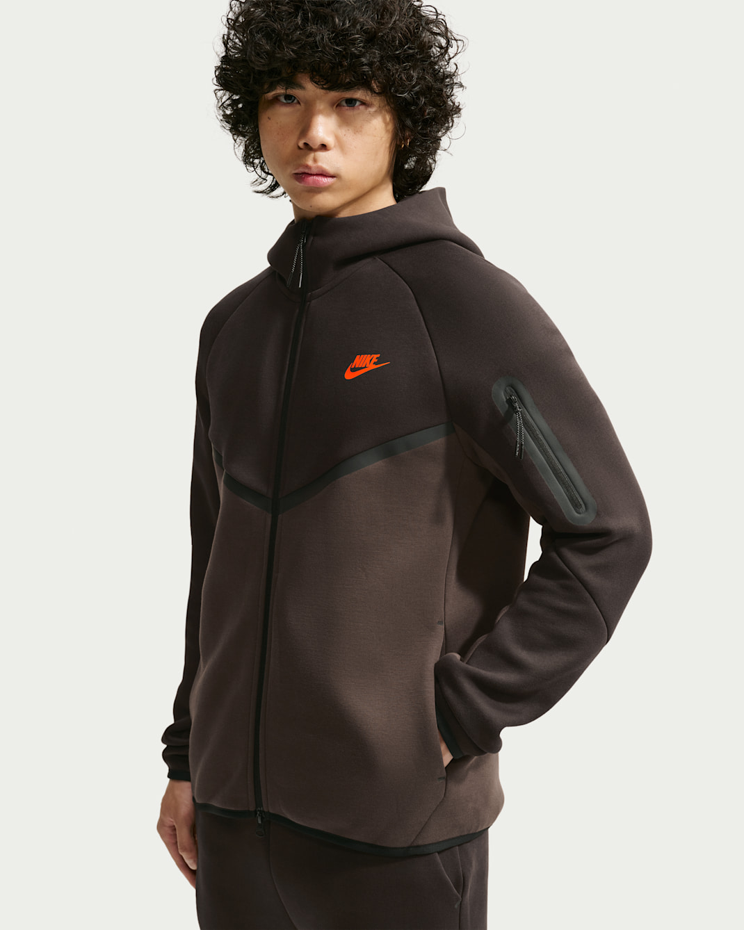 Nike Tech Men's Fleece Windrunner Full-Zip Jacket - Velvet Brown/Baroque Brown/Bright Crimson