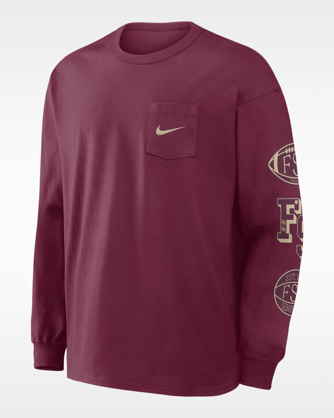 Florida State Academic Max90 Pocket Men's Nike College Long-Sleeve T-Shirt - Garnet