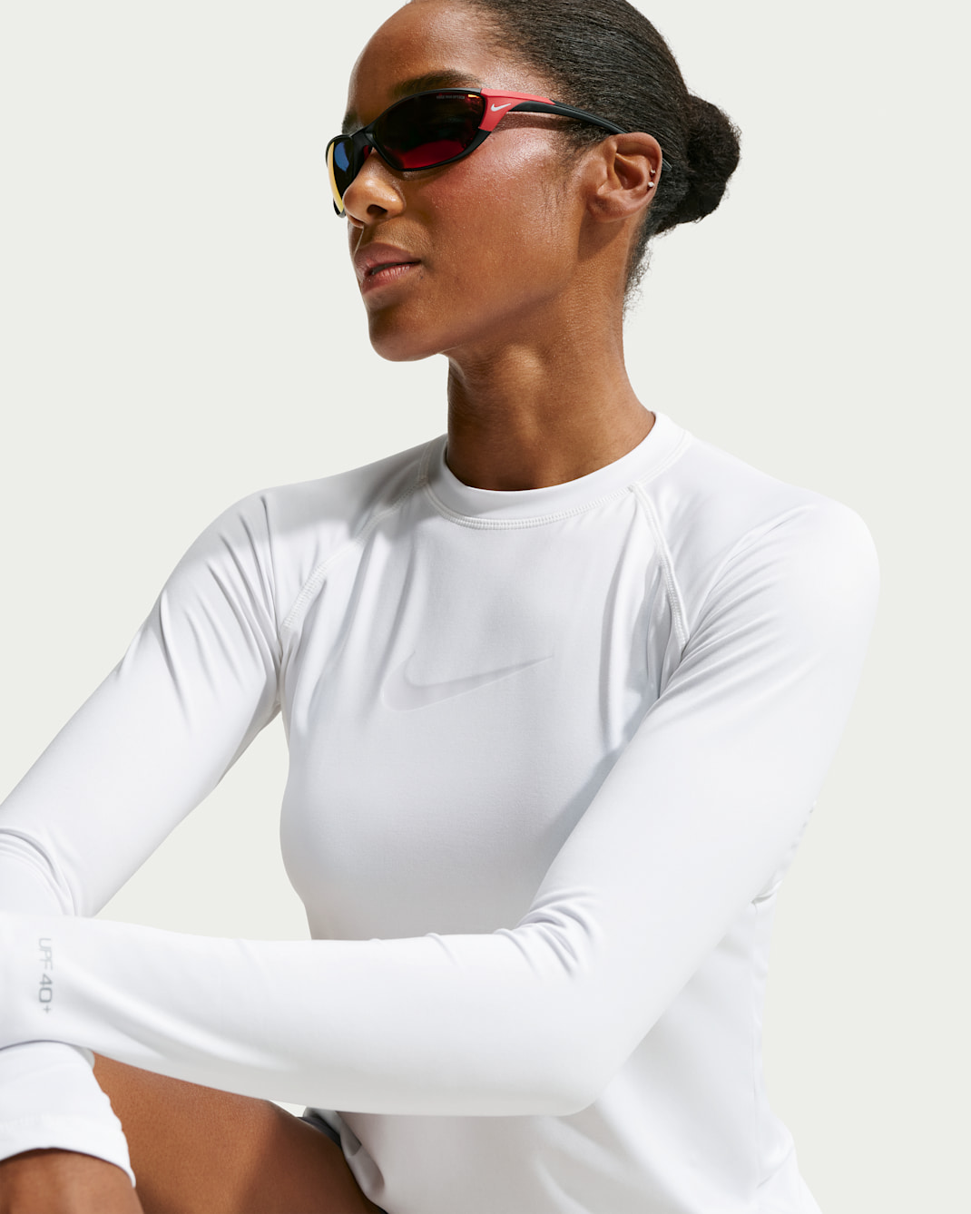 Playera de manga larga Dri-FIT UV para mujer Nike Swim Hydroguard - Blanco/Transparente