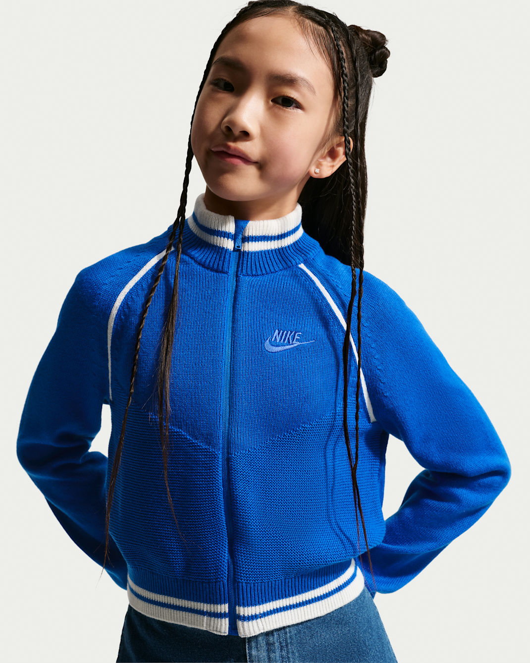 Nike Sportswear Collection Big Kids' (Girls') Sweater Track Jacket - Game Royal/White