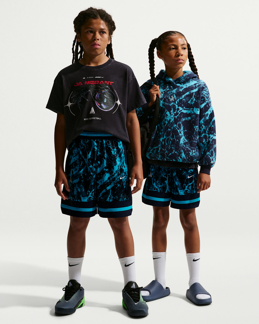 Ja Big Kids' Dri-FIT Basketball Shorts - Obsidian/Light Current Blue