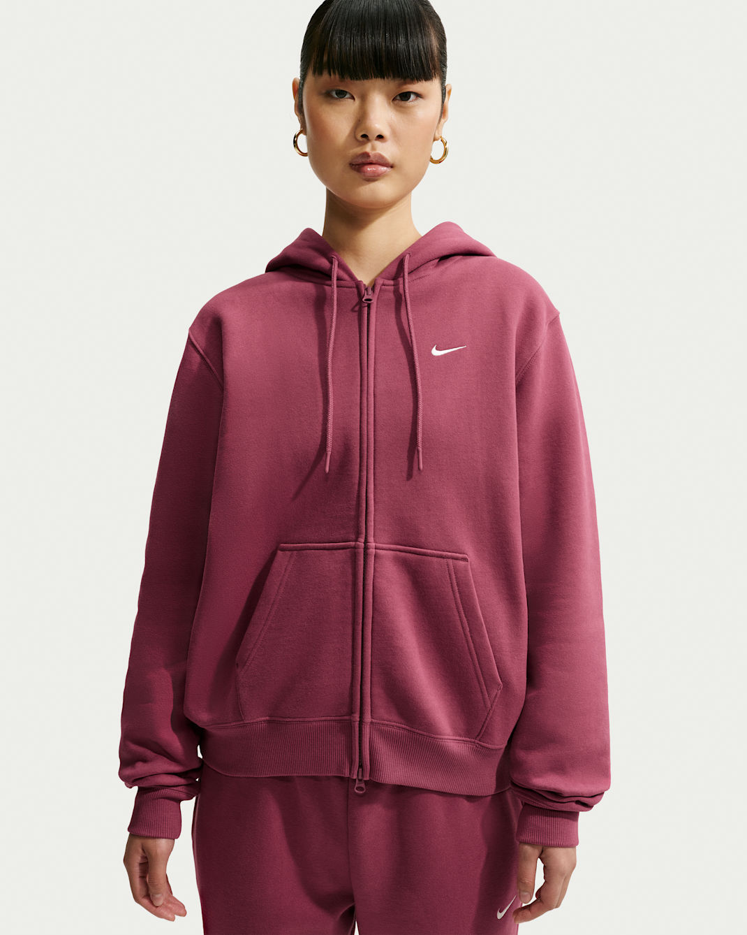 Nike Studio Fleece Medium Weight Women's Full-Zip Hoodie - Pink Smoke/Sail