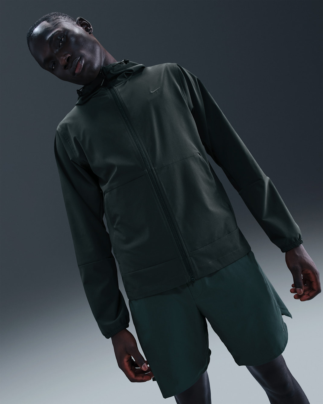 Veste à capuche déperlante Nike Unlimited pour homme - Seaweed/Noir/Seaweed