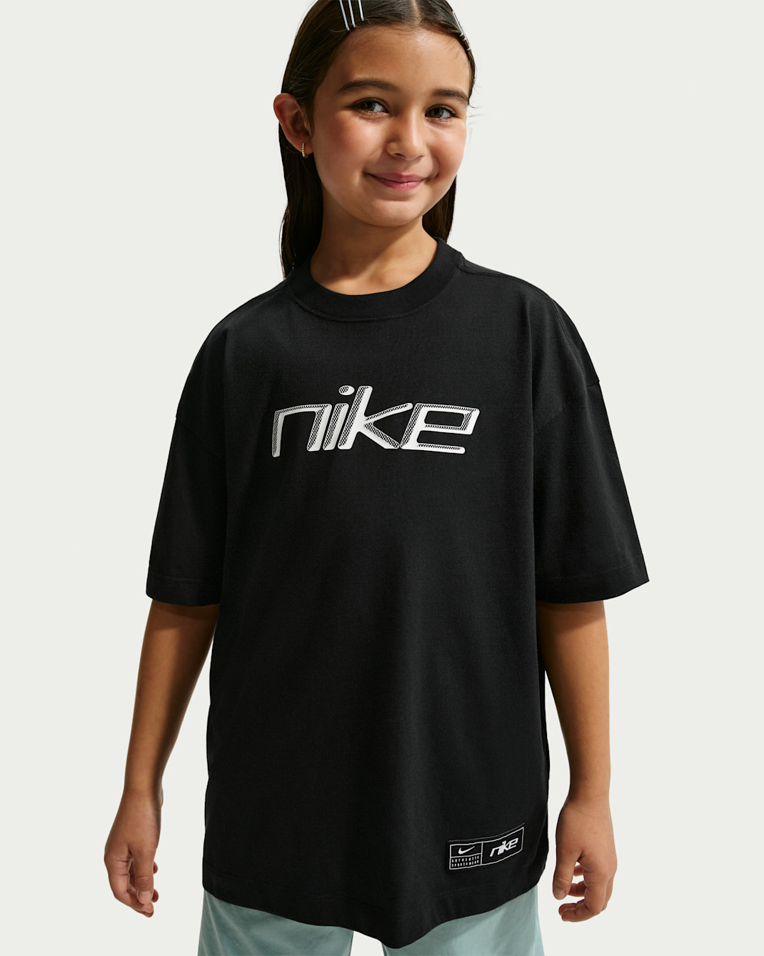 T-shirt oversize Nike Sportswear pour ado (fille) - Noir/Silver/Blanc/Blanc