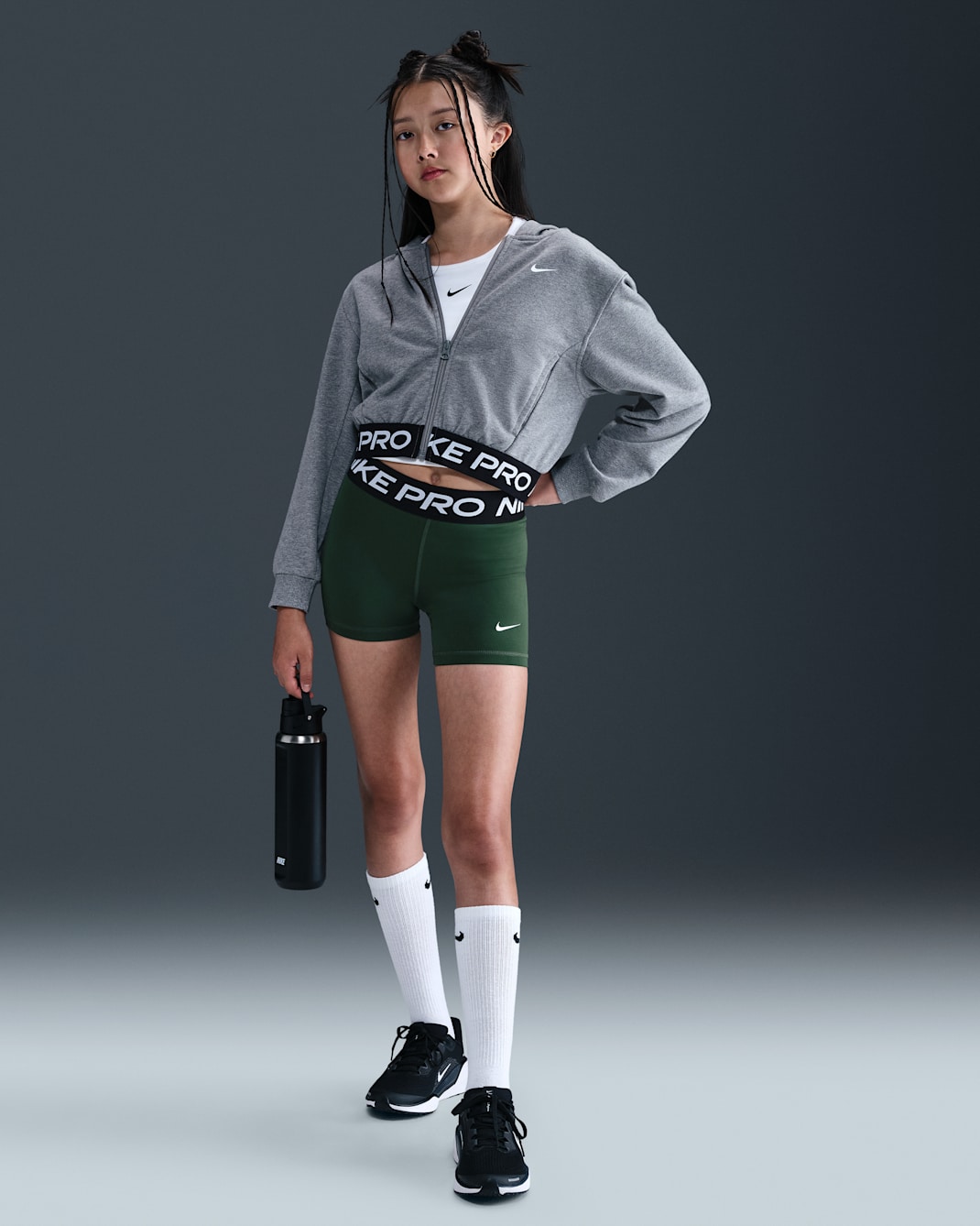Nike Pro Girls' Shorts - Fir/White