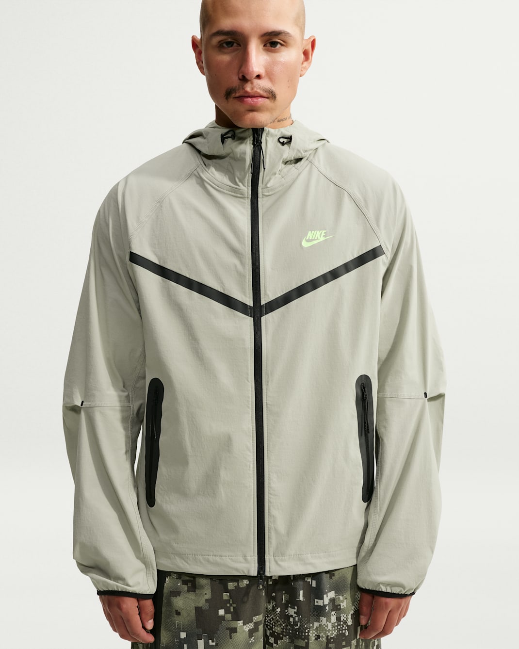 Nike Tech Men's Dri-FIT Woven Full-Zip Windrunner Jacket - Spruce Fog/Spruce Fog/Barely Volt