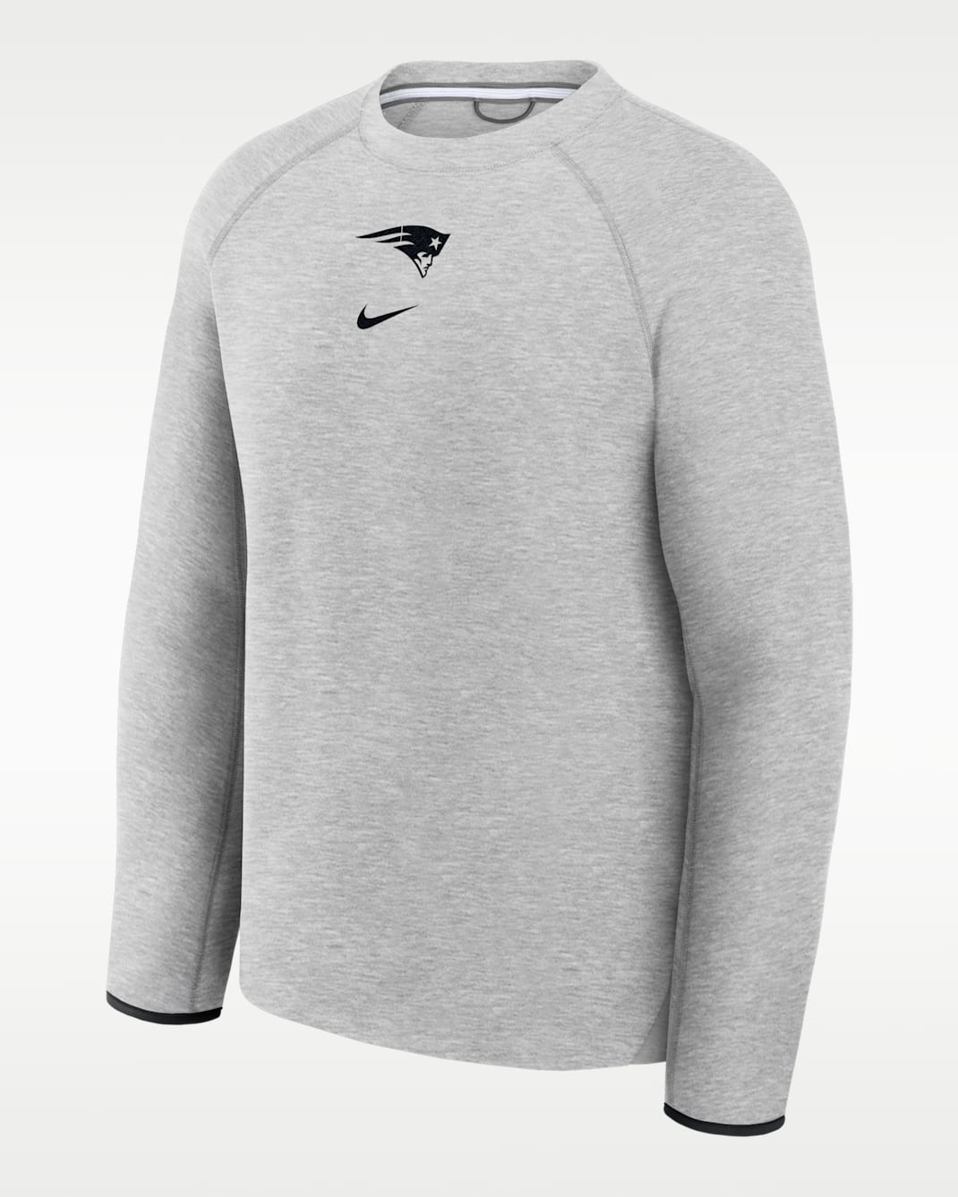 New England Patriots Tech Fleece Men's Nike NFL Pullover Crew - Grey Heather/Black