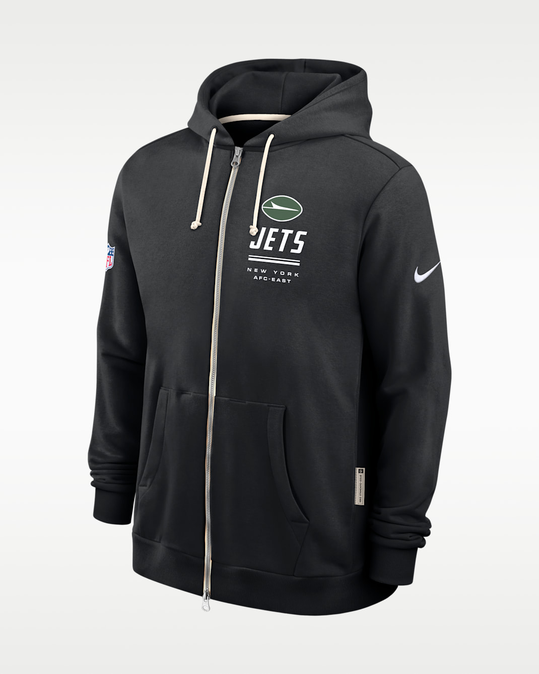 Sudadera con gorro Nike Dri-FIT de la NFL de cierre completo para hombre New York Jets Sideline Standard Issue - Negro