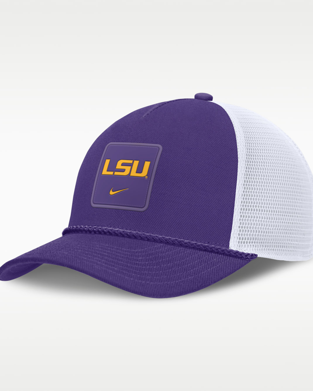 Gorra de rejilla universitaria ajustable Nike para hombre LSU Sideline Gameday Rope - Morado cancha/Blanco