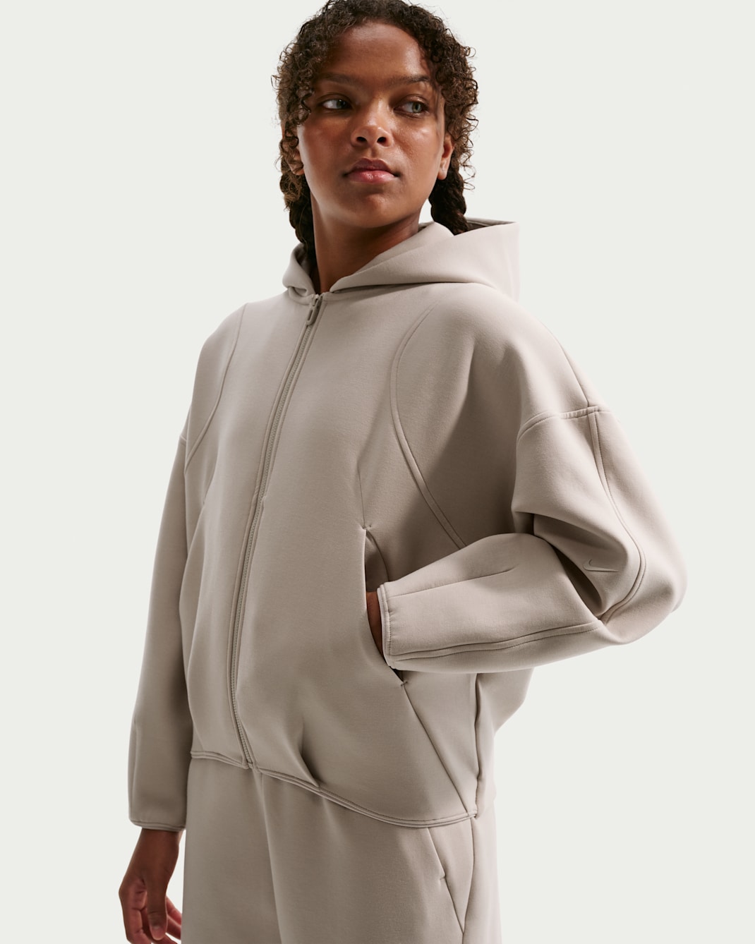 Sweat à capuche en maille Therma-FIT avec zip Nike MAVN pour fille - Cream II/Noir/Cream II