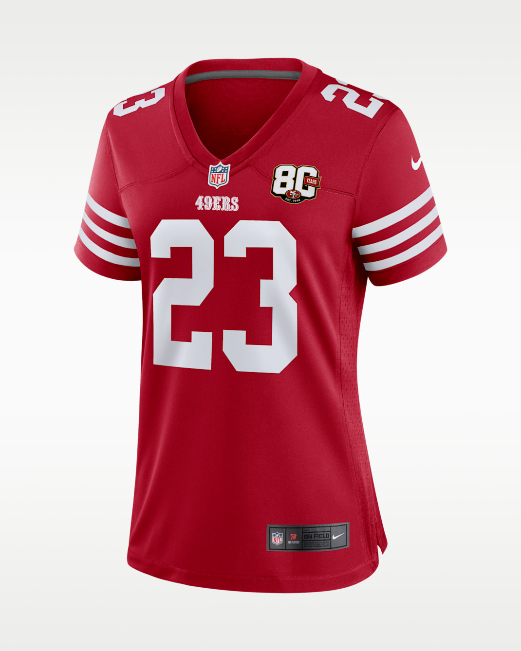 Christian McCaffrey San Francisco 49ers 80th Anniversary Women's Nike NFL Game Jersey - Scarlet