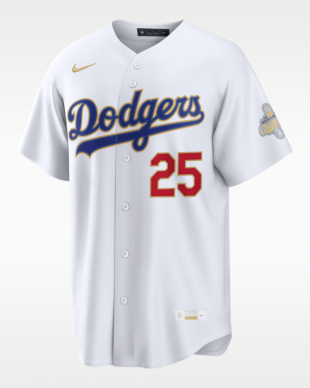 Tommy Edman Los Angeles Dodgers 2025 World Series Champion Gold Series Men's Nike MLB Stadium Jersey - White
