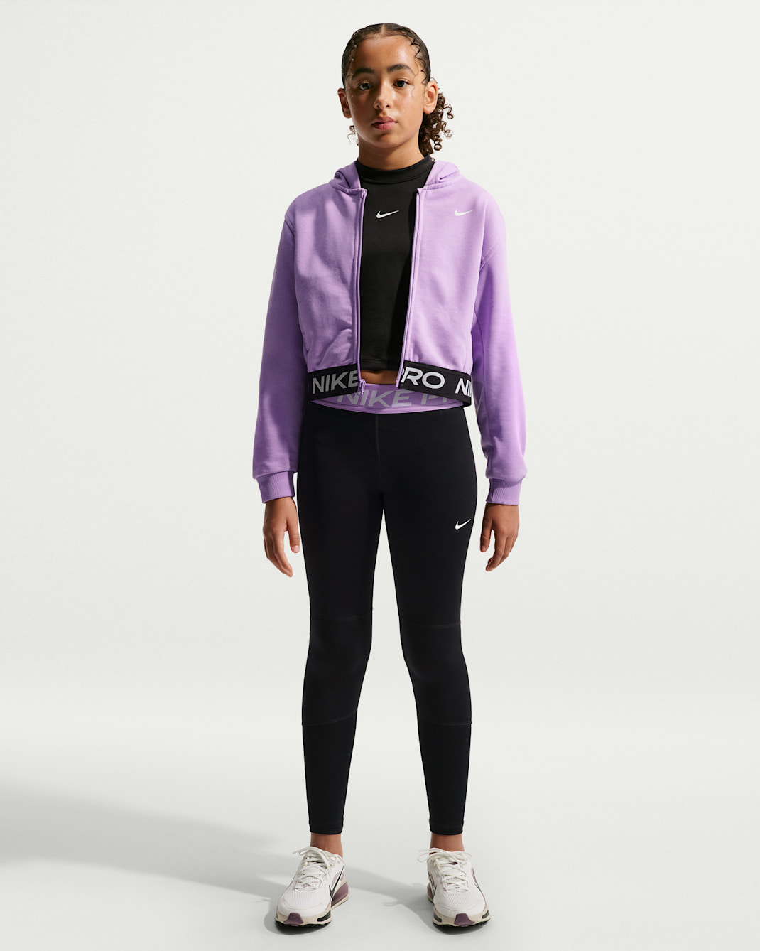 Leggings Nike Pro Dri-FIT för ungdom (tjejer) - Svart/Violet Star/Vit