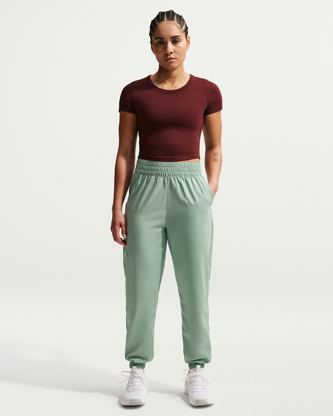 Nike One Women's Dri-FIT High-Waisted 7/8 Joggers - Steam/White