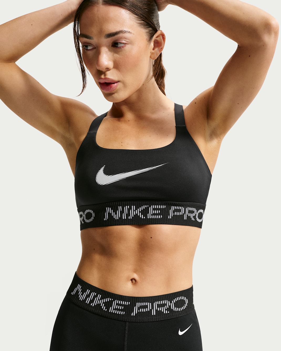 Nike Pro Women's Light-Support Non-Padded Sports Bra - Black/White/White