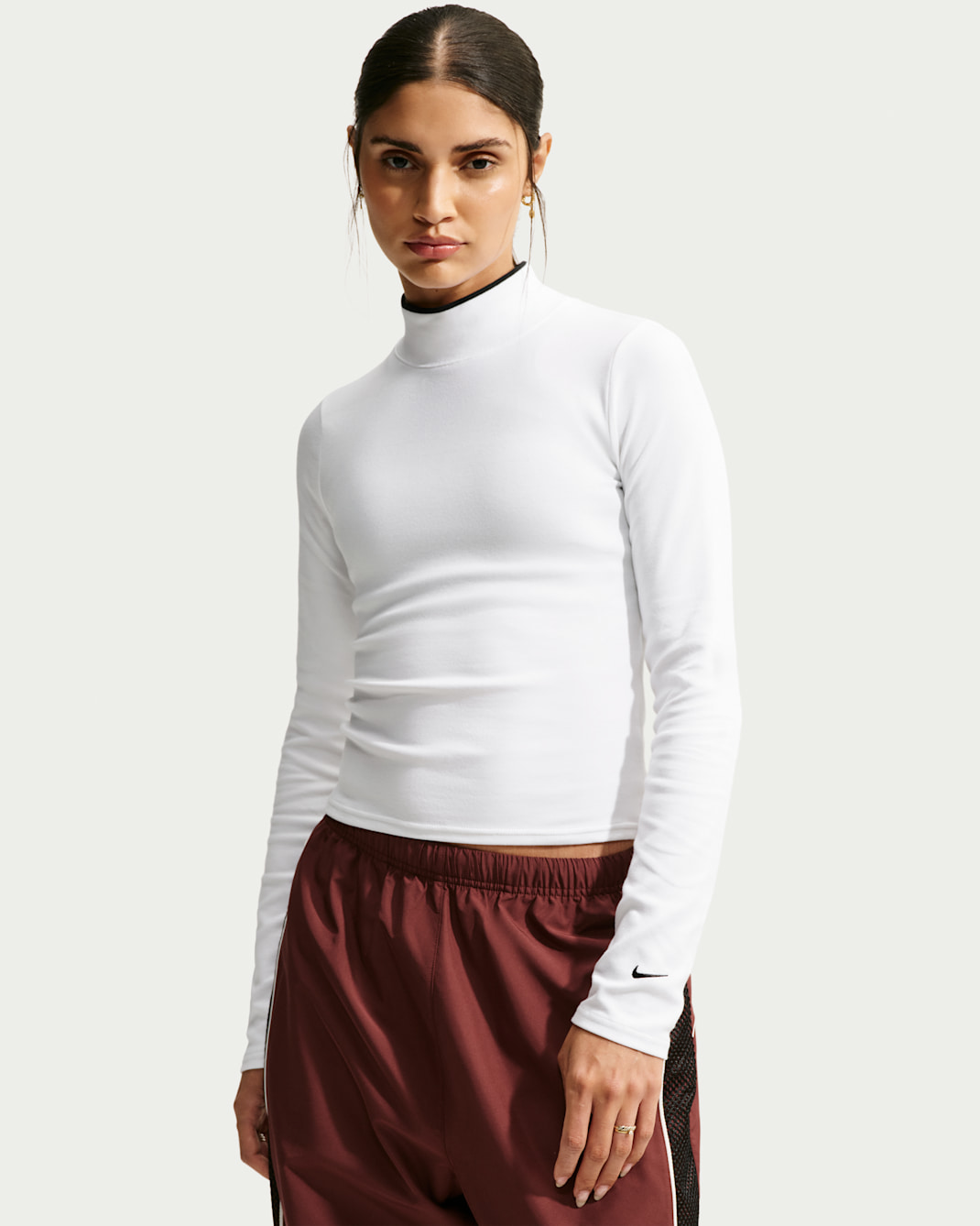 Nike Sportswear Women's Tight Long-Sleeve Mock-Neck Top - White/Black