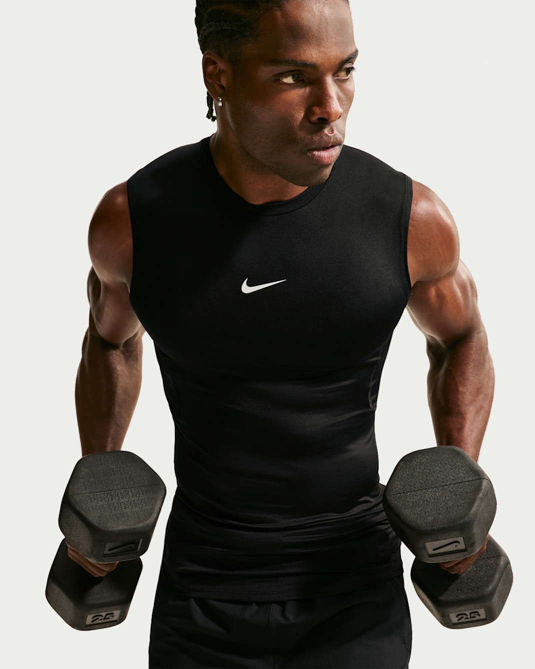 Nike Pro Men's Dri-FIT Tight Sleeveless Fitness Top - Black/White