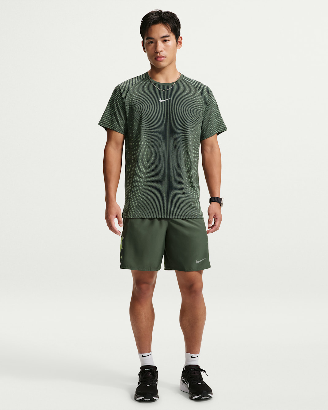 Nike Miler Men's Dri-FIT 18cm (approx.) Brief-Lined Running Shorts - Camo Green/Light Lemon Twist