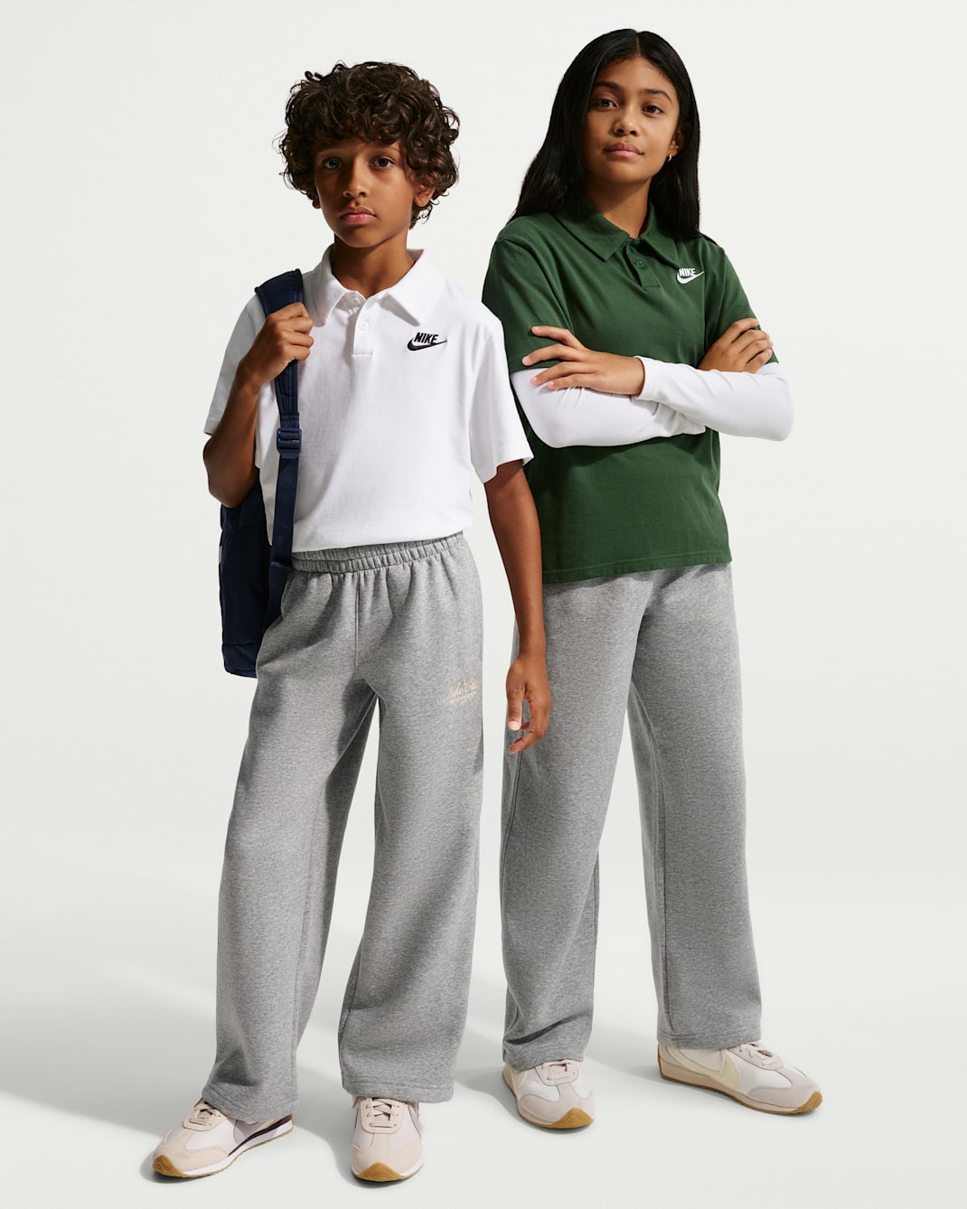 Nike Sportswear Club Fleece Big Kids' Open-Hem Pants - Dark Grey Heather/Sanddrift/Sanddrift