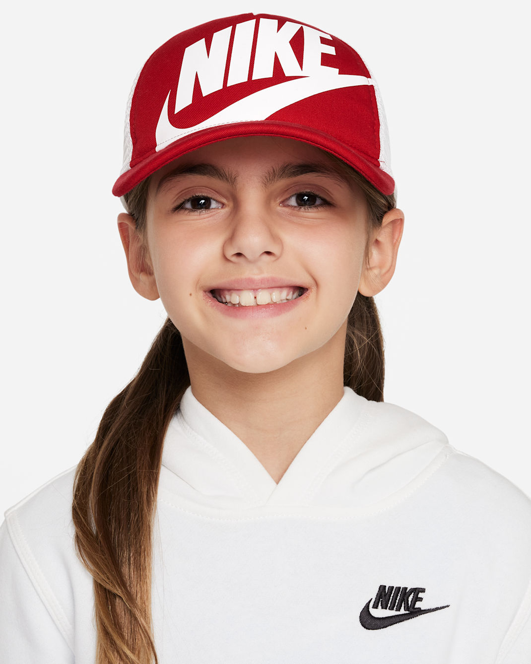 Nike Rise Kids' Structured Trucker Cap - Gym Red/White/White