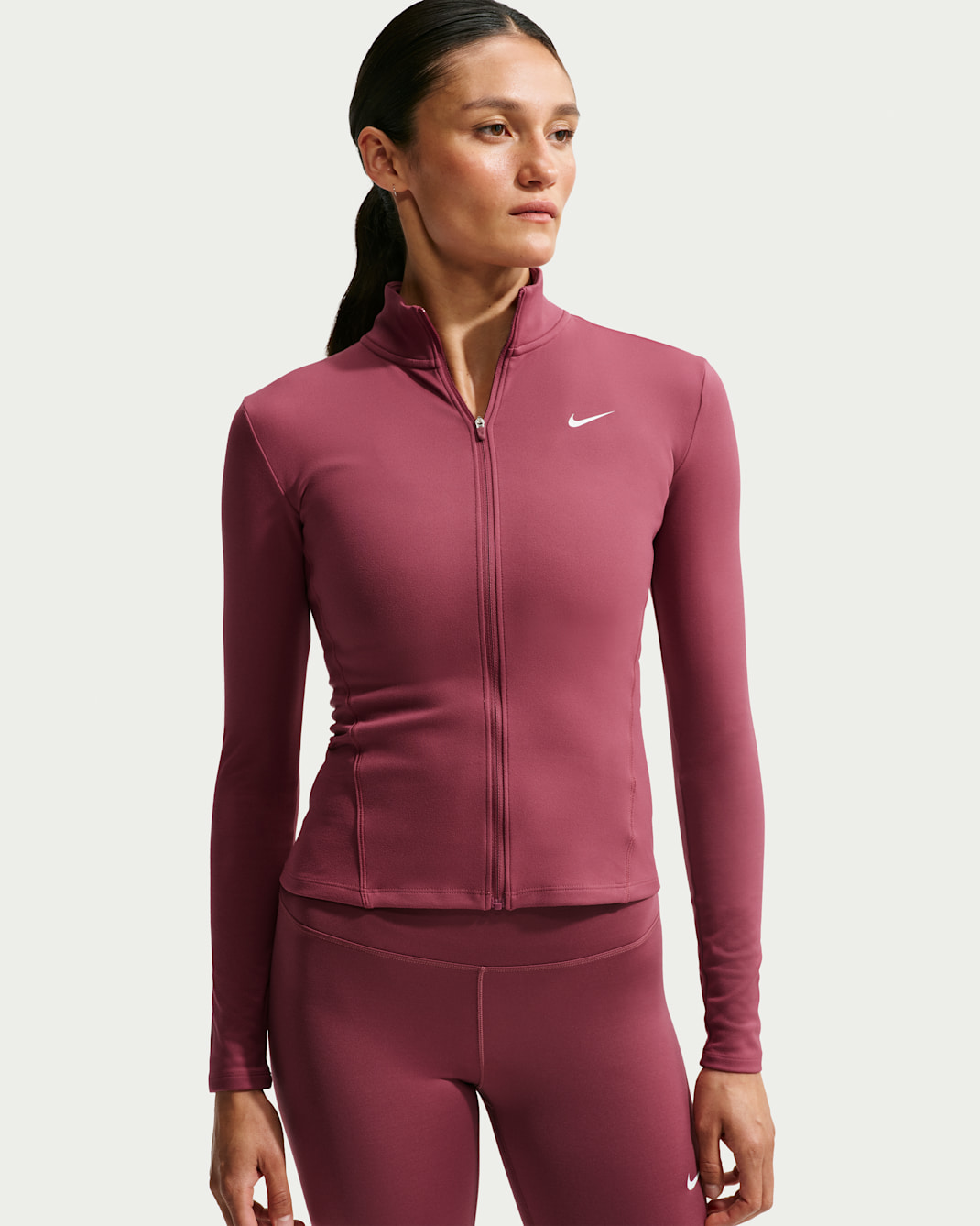 Veste à zip Dri-FIT Nike One Fitted pour femme - Pink Smoke/Blanc